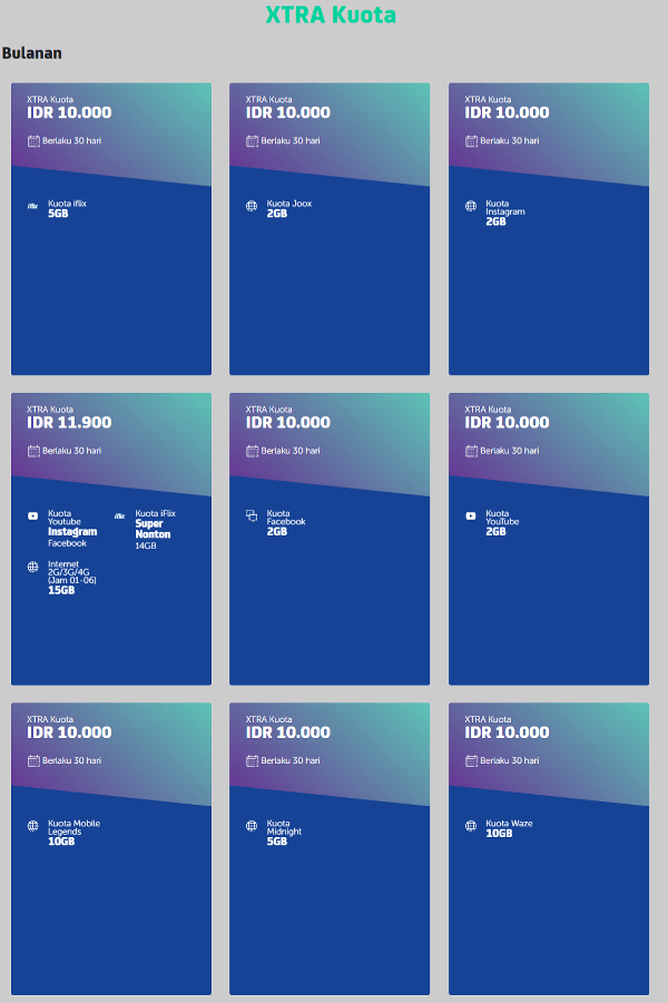Xtra kuota bulanan