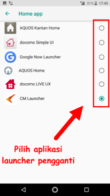 memilih aplikasi default launcher memilih aplikasi default launcher